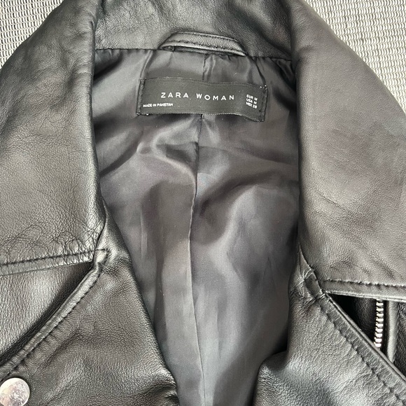 Zara Woman Real Leather Jacket sz M (runs small) - Picture 3 of 11